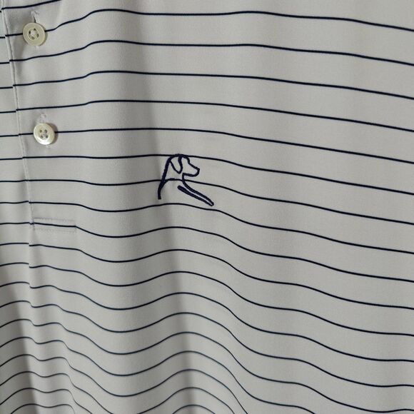 Rhoback Polo Shirt 2XL Short Sleeve Striped Golf Shirt Blue White - Picture 6 of 7